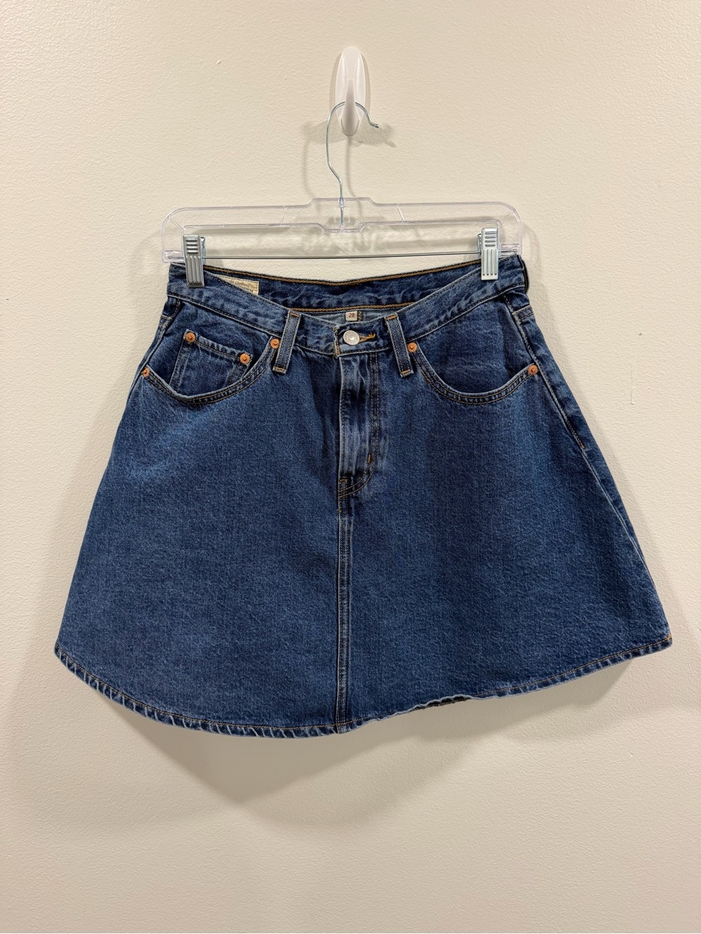 Levi’s Premium Size 28 A-Line Denim Mini Skirt Raw Hem